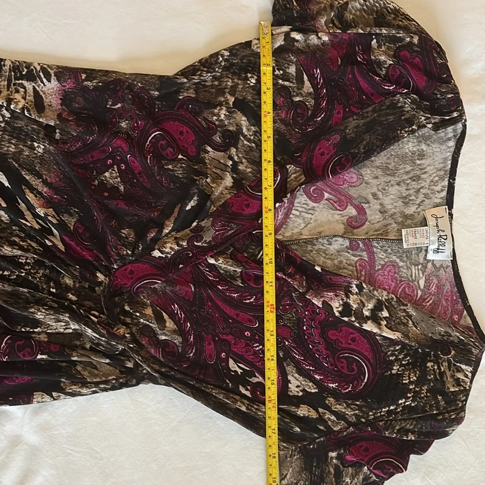 Joseph Ribkoff Red Pink Sheath Dress V-Neck 3/4 Sleeve - Picture 6 of 6